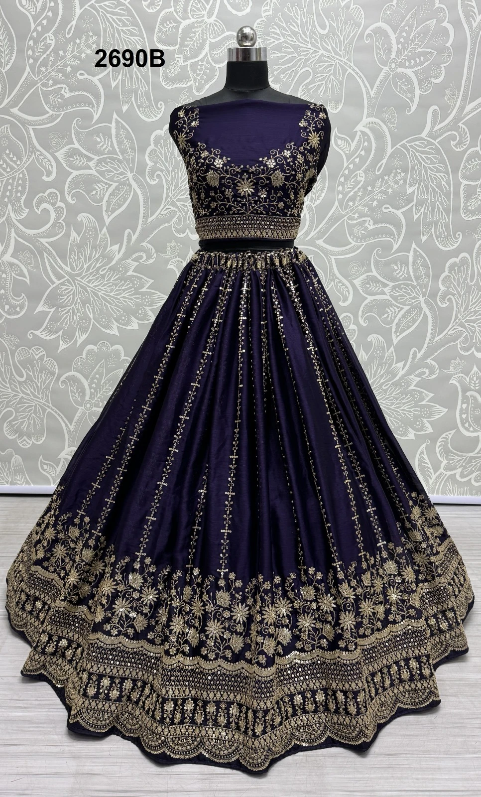 Anjani Art 2690A & 2690B Satin Chiffon Wholesale Lehenga Catalog — Wholesale Lehenga, MPA wholesale from Surat - Gallery Image 2